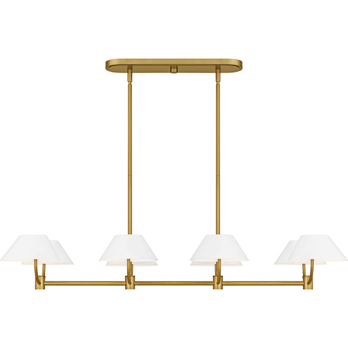 Quoizel PNY842BRG Six Light Linear Chandelier, Brushed Gold