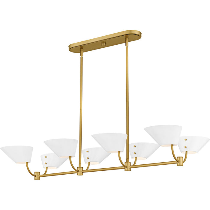 Quoizel PNY842BRG Six Light Linear Chandelier, Brushed Gold