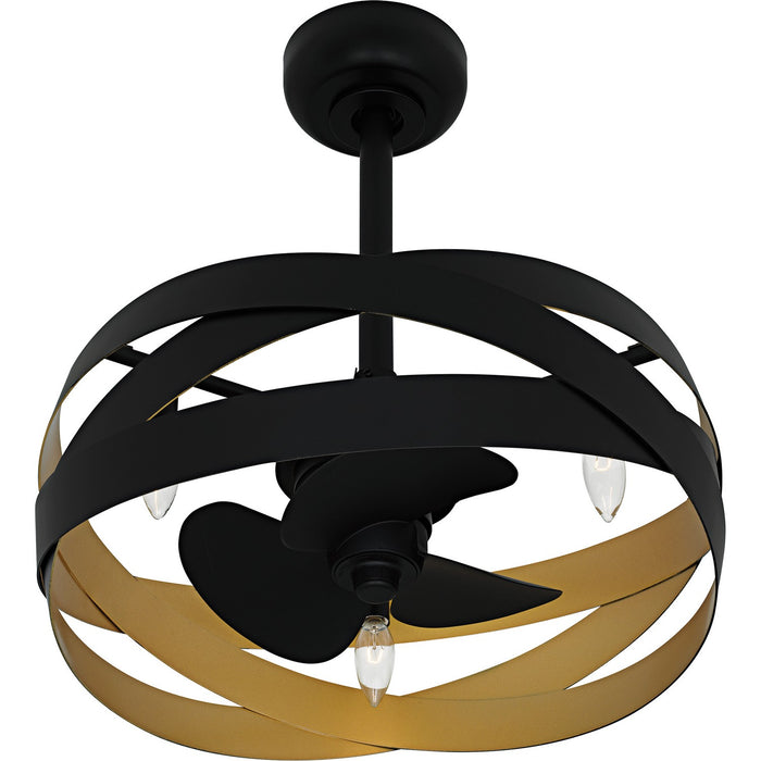 Quoizel QFA6771MBK Three Light Fan Light, Matte Black