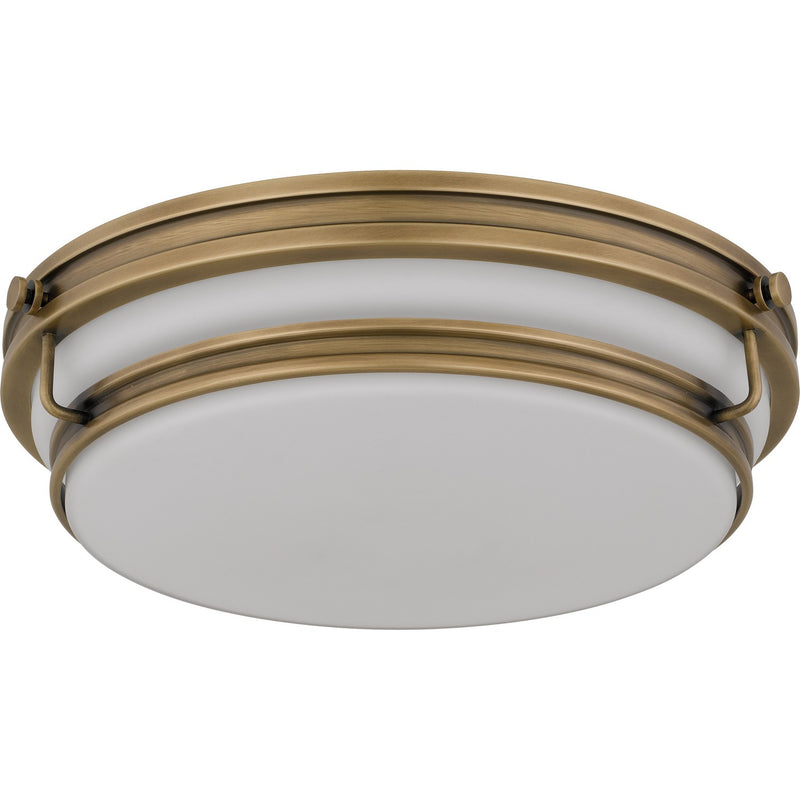 Quoizel QFL6776WS Three Light Flush Mount, Weathered Brass