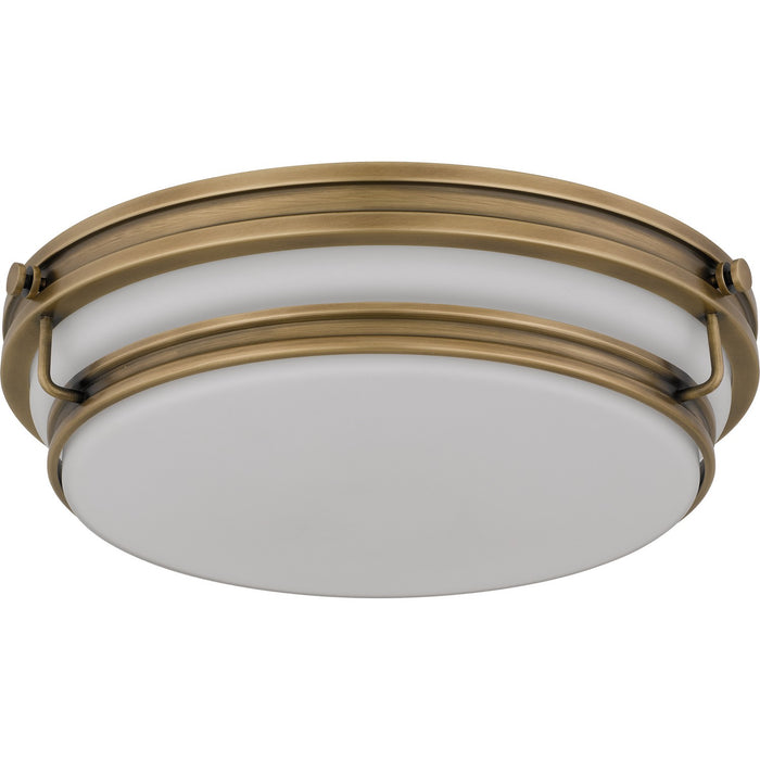 Quoizel QFL6776WS Three Light Flush Mount, Weathered Brass