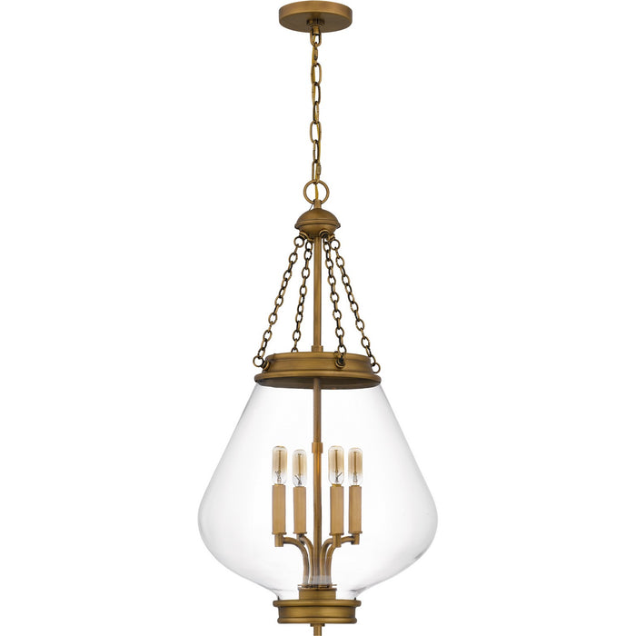 Quoizel QP6803WS Four Light Pendant, Weathered Brass