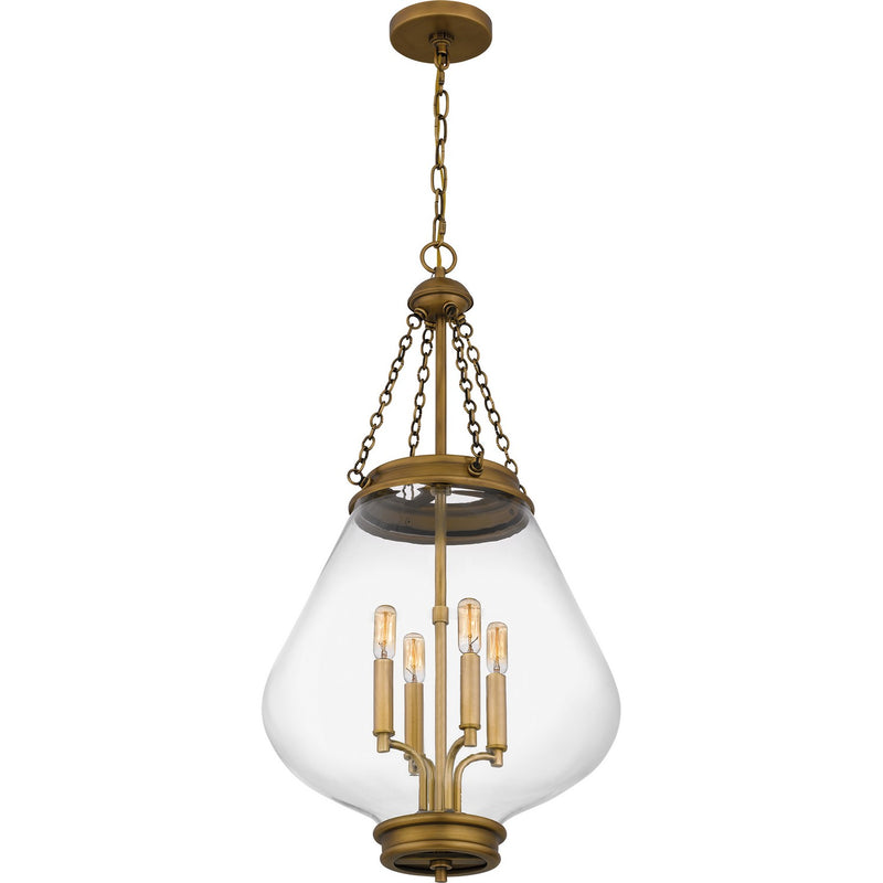 Quoizel QP6803WS Four Light Pendant, Weathered Brass
