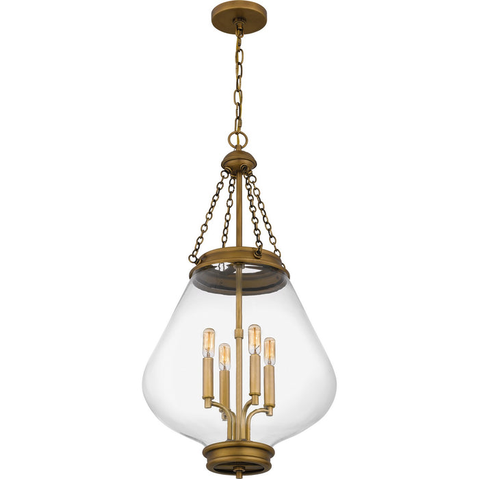 Quoizel QP6803WS Four Light Pendant, Weathered Brass