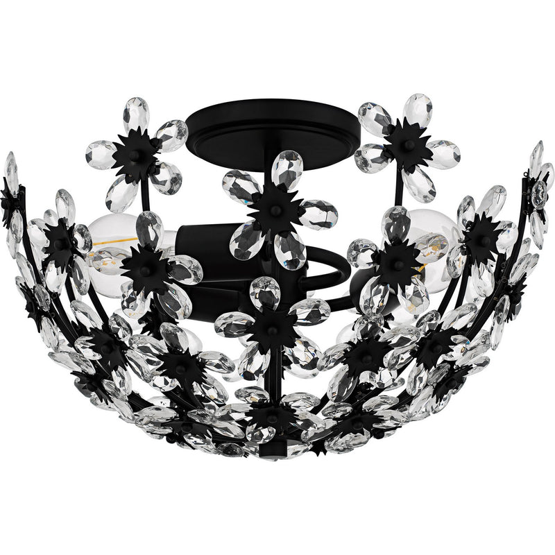Quoizel QSF6783MBK Three Light Semi-Flush Mount, Matte Black