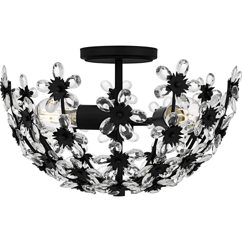 Quoizel QSF6783MBK Three Light Semi-Flush Mount, Matte Black