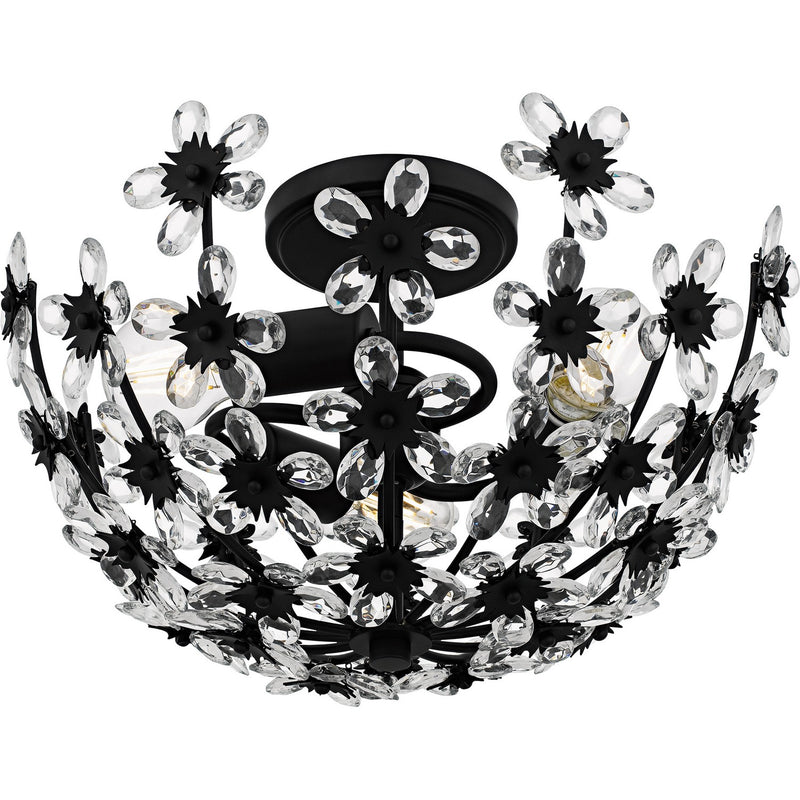 Quoizel QSF6783MBK Three Light Semi-Flush Mount, Matte Black
