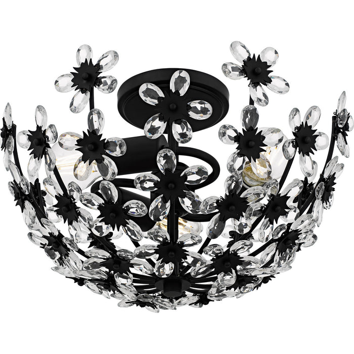 Quoizel QSF6783MBK Three Light Semi-Flush Mount, Matte Black