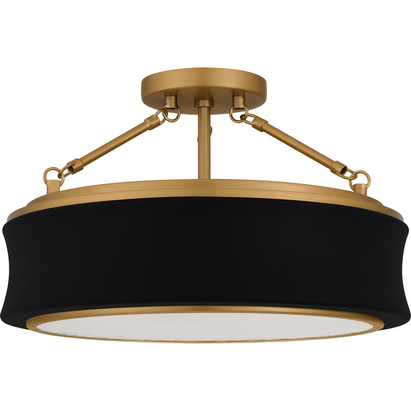 Quoizel QSF6801MBK Three Light Semi-Flush Mount, Matte Black