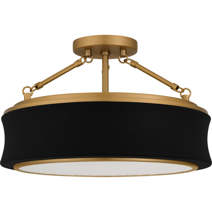 Quoizel QSF6801MBK Three Light Semi-Flush Mount, Matte Black