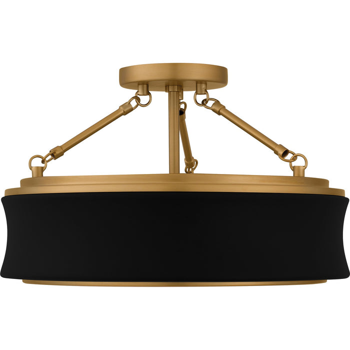 Quoizel QSF6801MBK Three Light Semi-Flush Mount, Matte Black
