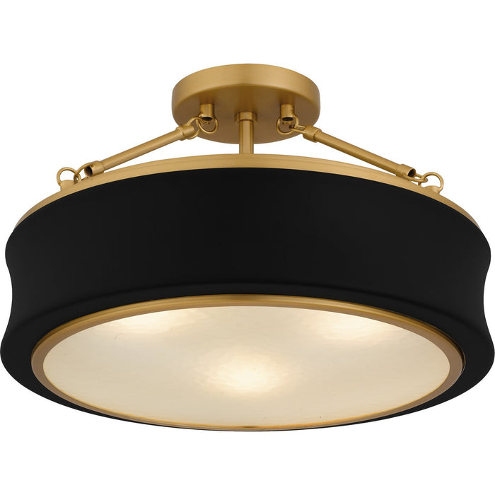 Quoizel QSF6801MBK Three Light Semi-Flush Mount, Matte Black