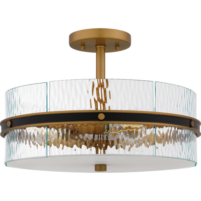 Quoizel REA1716MBK Three Light Semi-Flush Mount, Matte Black