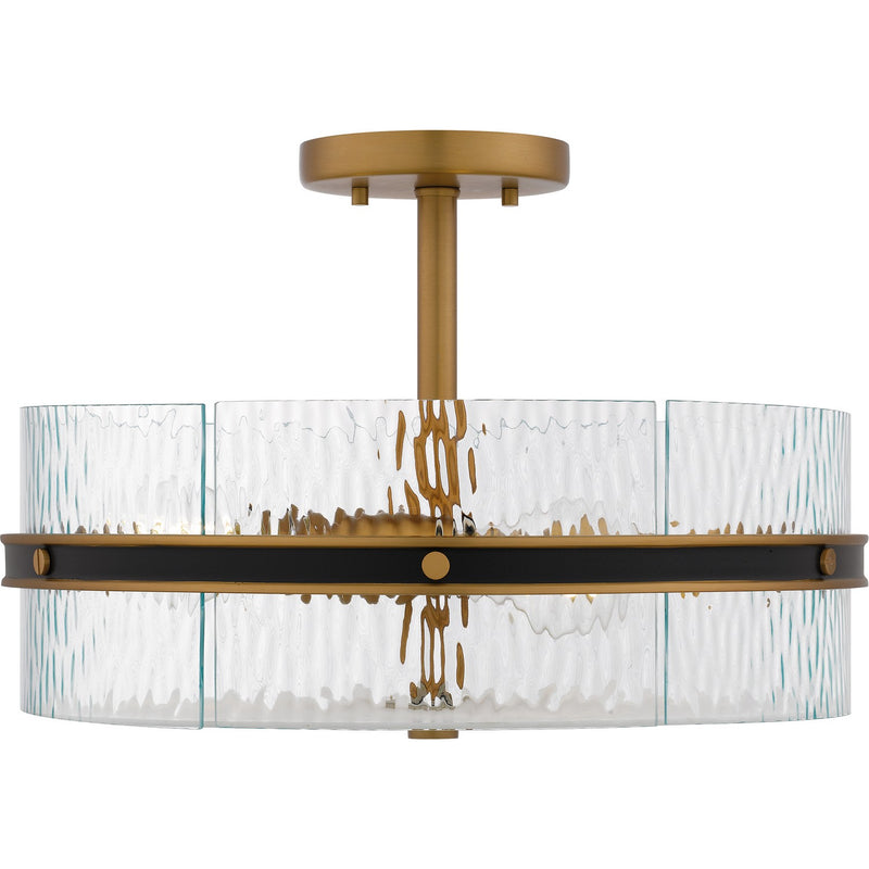 Quoizel REA1716MBK Three Light Semi-Flush Mount, Matte Black