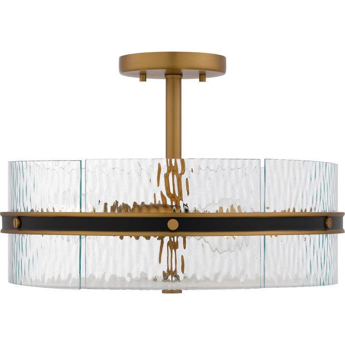 Quoizel REA1716MBK Three Light Semi-Flush Mount, Matte Black
