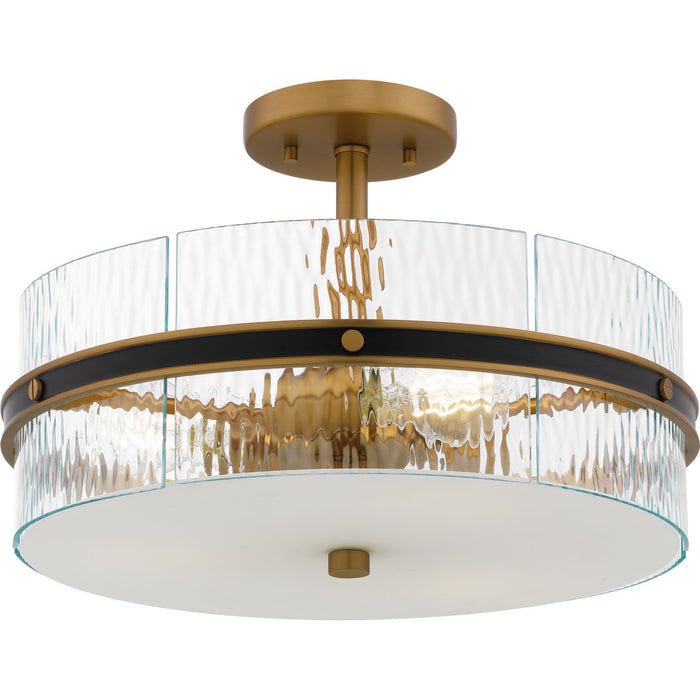Quoizel REA1716MBK Three Light Semi-Flush Mount, Matte Black