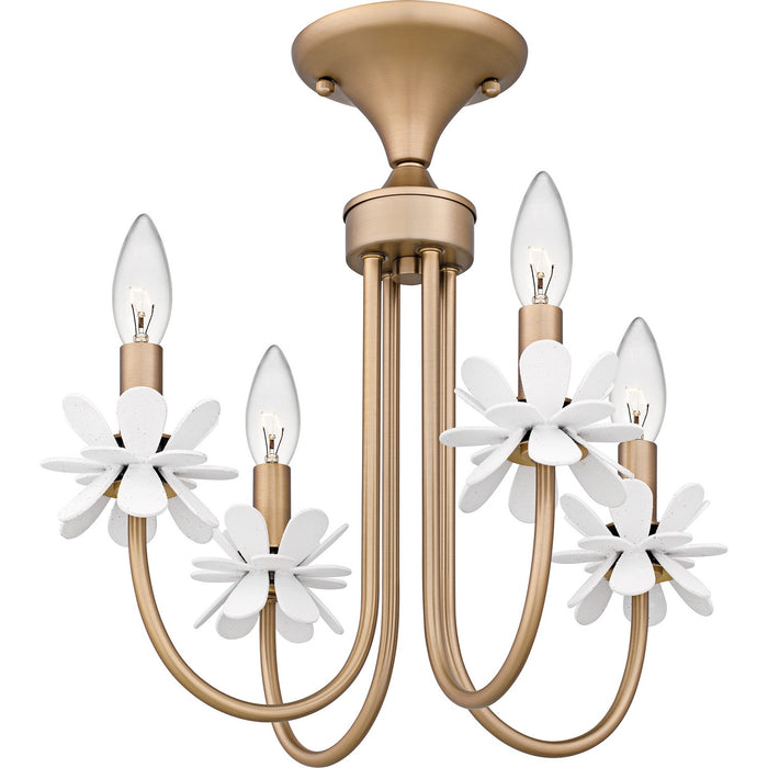 Quoizel REY1716BGD Four Light Semi-Flush Mount, Bronze Gold