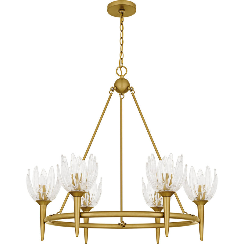 Quoizel SHA5032BRG Six Light Chandelier, Brushed Gold