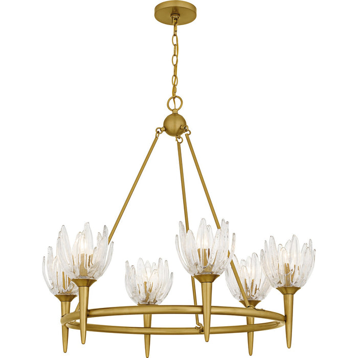 Quoizel SHA5032BRG Six Light Chandelier, Brushed Gold