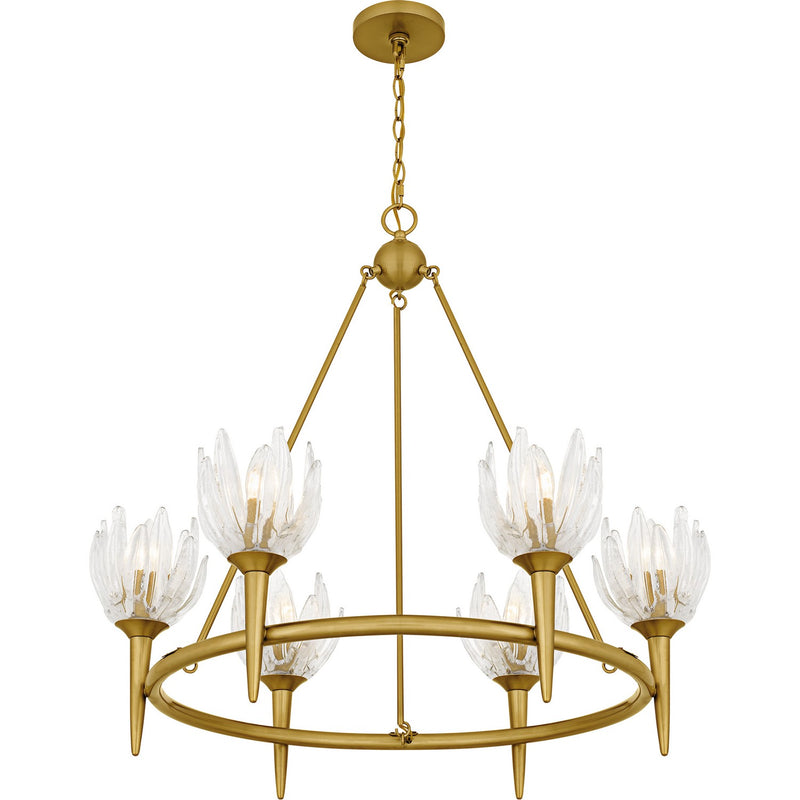 Quoizel SHA5032BRG Six Light Chandelier, Brushed Gold