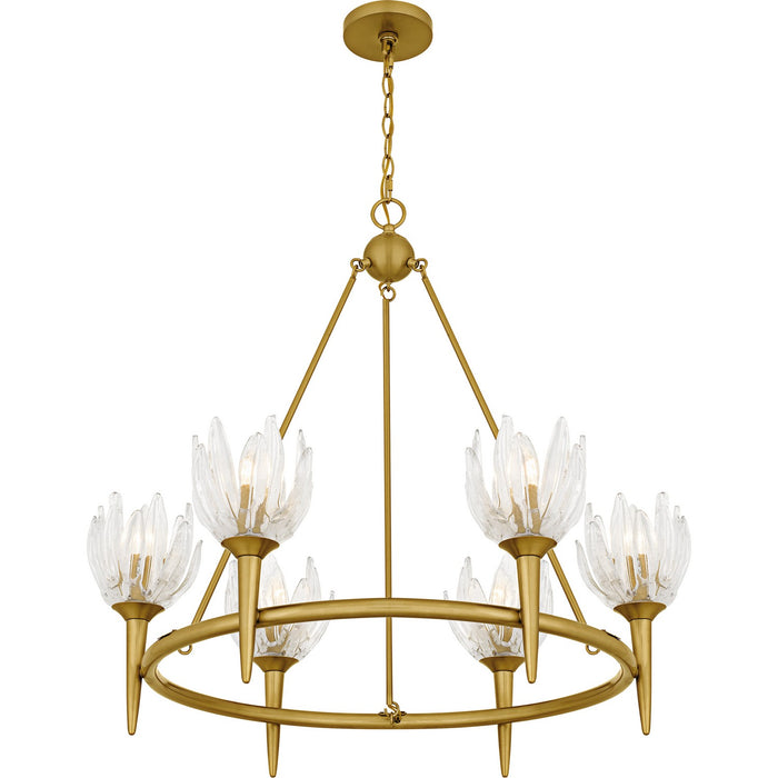 Quoizel SHA5032BRG Six Light Chandelier, Brushed Gold