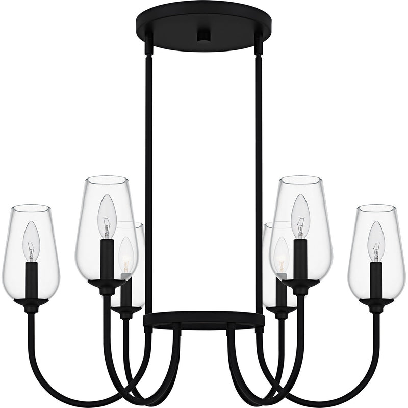 Quoizel VSC5028MBK Six Light Chandelier, Matte Black