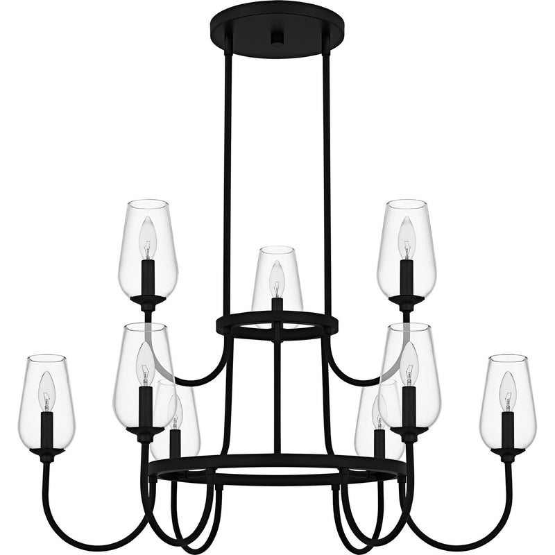Quoizel VSC5036MBK Nine Light Chandelier, Matte Black