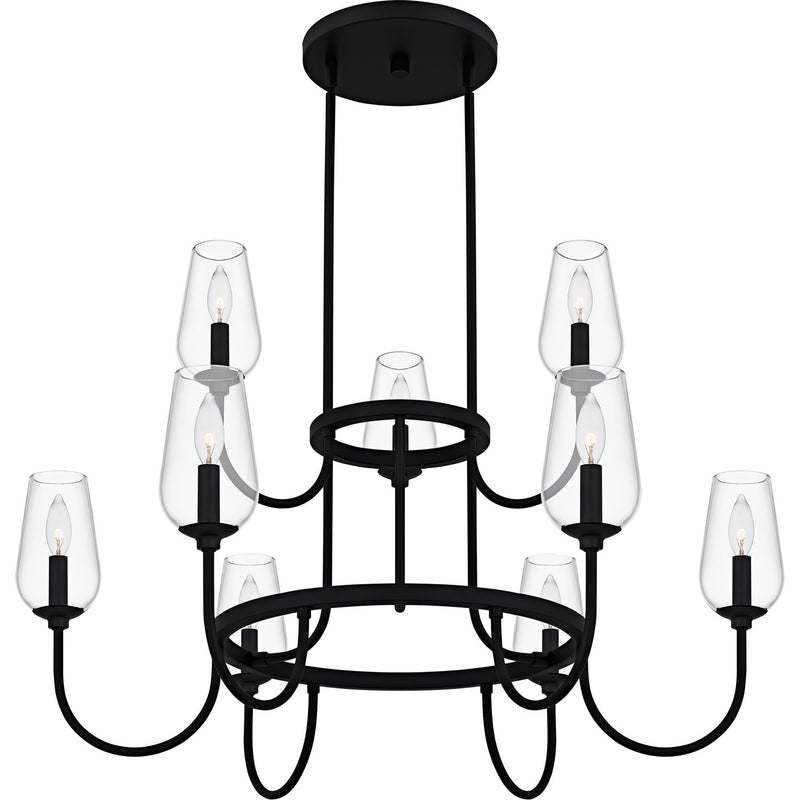 Quoizel VSC5036MBK Nine Light Chandelier, Matte Black