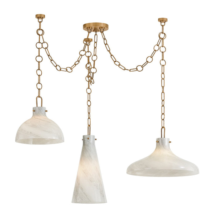 Troy Lighting F1242-PBR Three Light Chandelier, Patina Brass