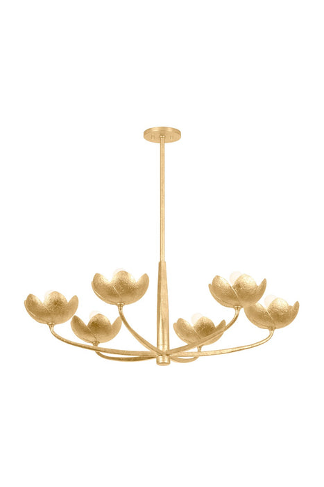 Troy Lighting F2040-VGL Six Light Chandelier, Vintage Gold Leaf