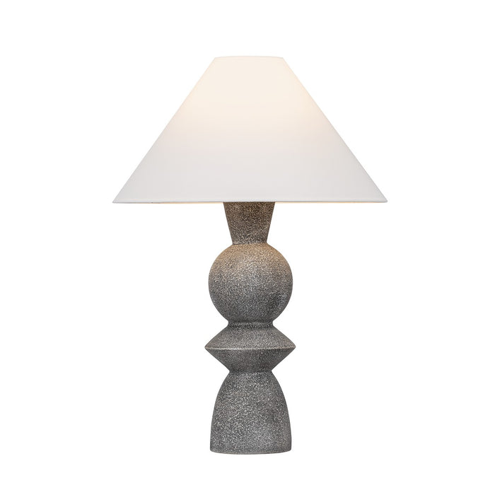 Troy Lighting PTL2529-PBR/CLG One Light Table Lamp, Patina Brass/Ceramic Lunar Grey
