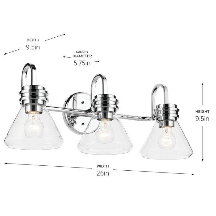 Kichler 55155CHCLR Three Light Bath, Chrome