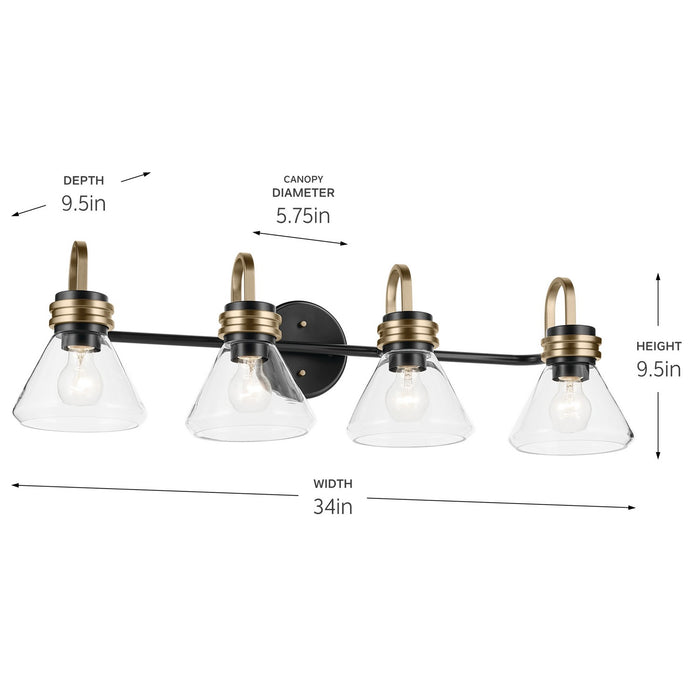 Kichler 55156BKCLR Four Light Bath, Black