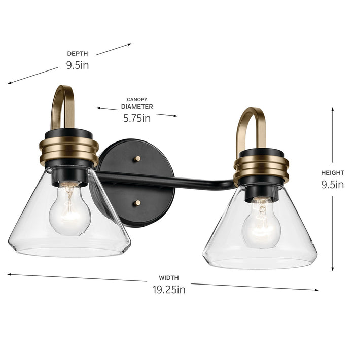 Kichler 55154BKCLR Two Light Bath, Black