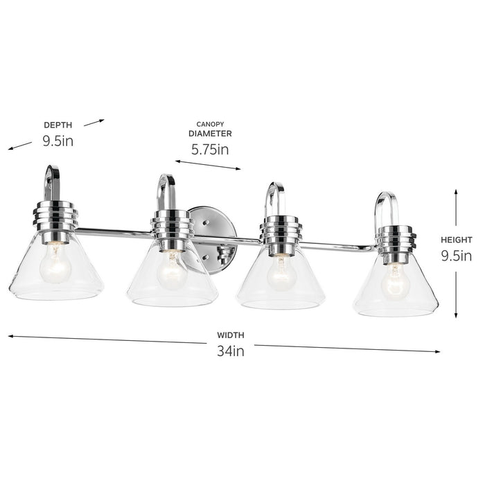 Kichler 55156CHCLR Four Light Bath, Chrome