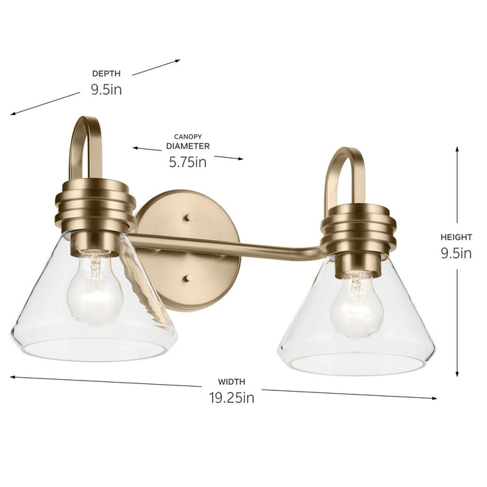 Kichler 55154CPZCLR Two Light Bath, Champagne Bronze