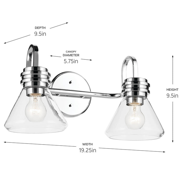 Kichler 55154CHCLR Two Light Bath, Chrome