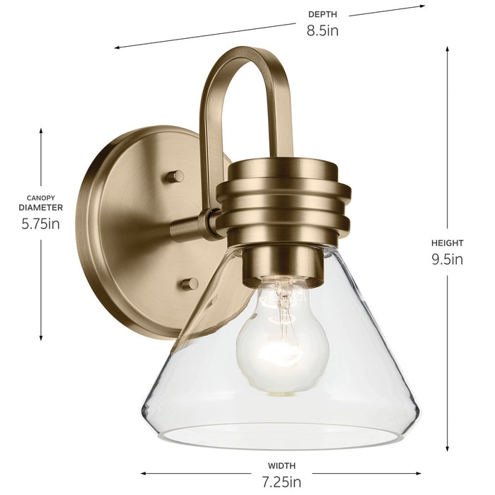 Kichler 55153CPZCLR One Light Wall Sconce, Champagne Bronze