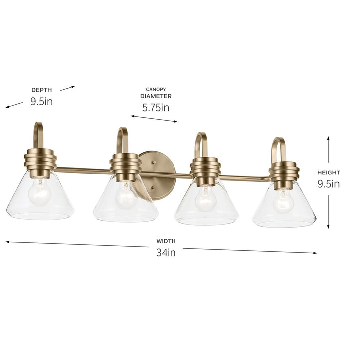 Kichler 55156CPZCLR Four Light Bath, Champagne Bronze