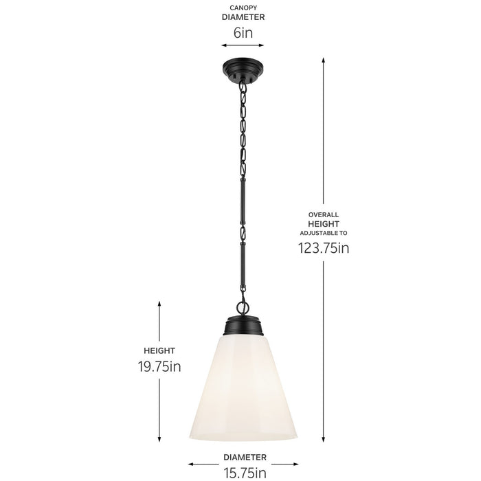 Kichler 52662BK One Light Pendant, Black