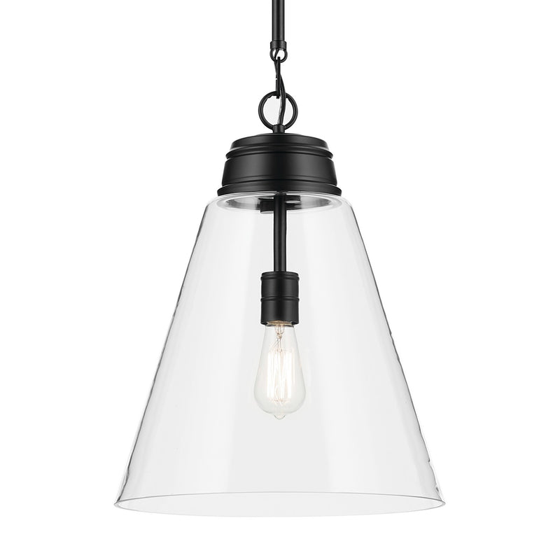 Kichler 52662BKCLR One Light Pendant, Black