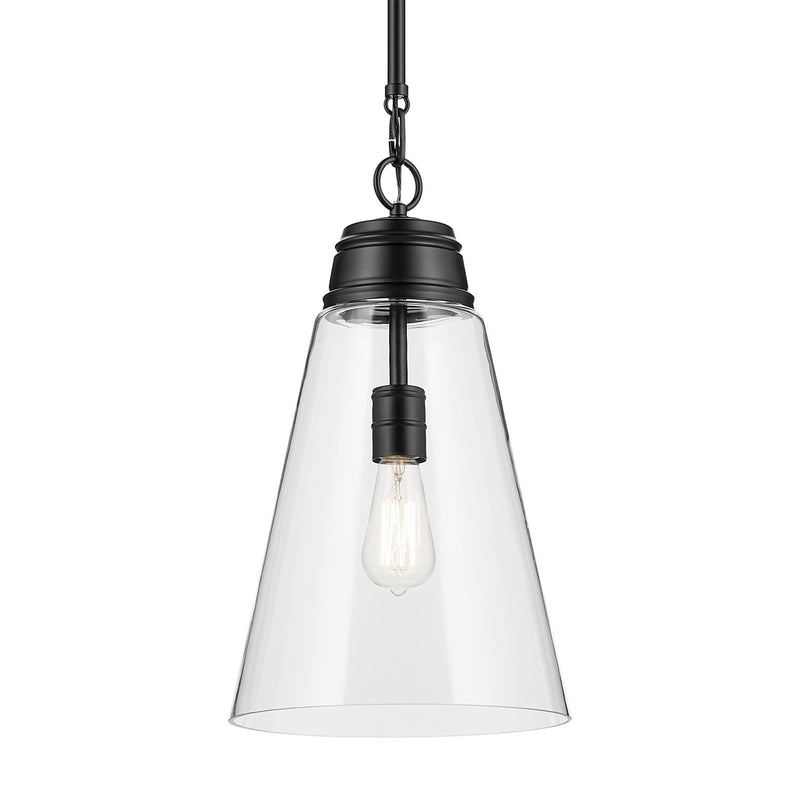 Kichler 52661BKCLR One Light Pendant, Black