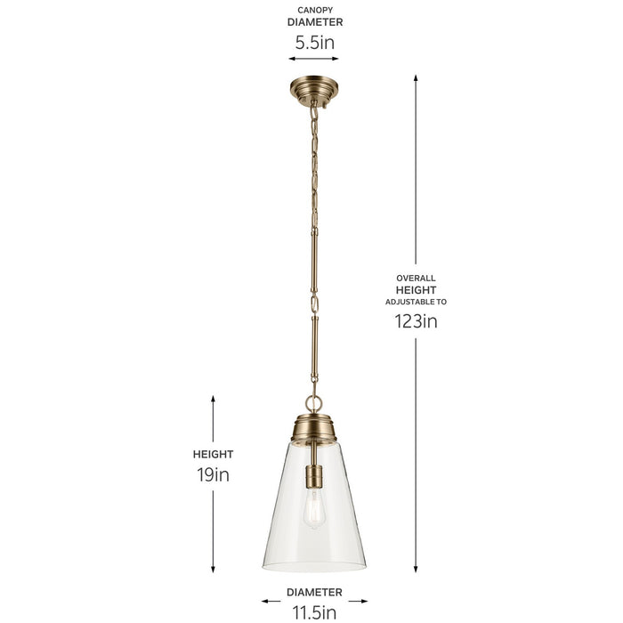Kichler 52661CPZCLR One Light Pendant, Champagne Bronze