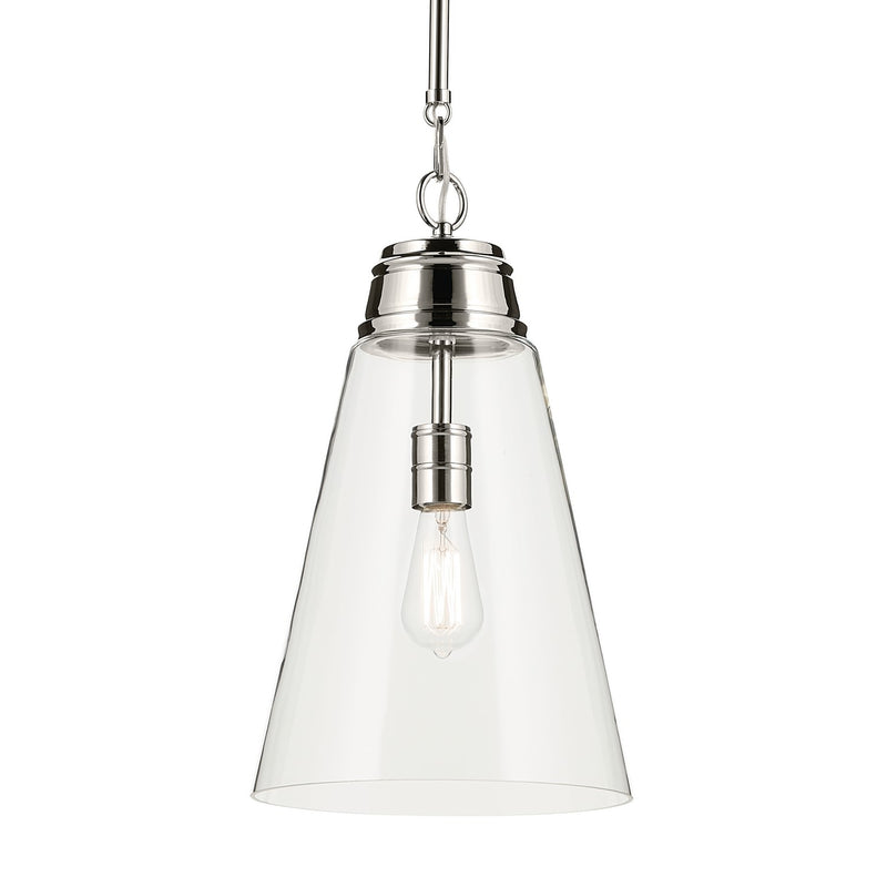 Kichler 52661PNCLR One Light Pendant, Polished Nickel