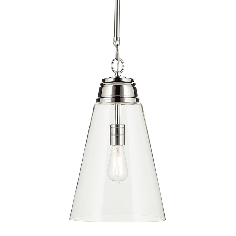 Kichler 52661PNCLR One Light Pendant, Polished Nickel