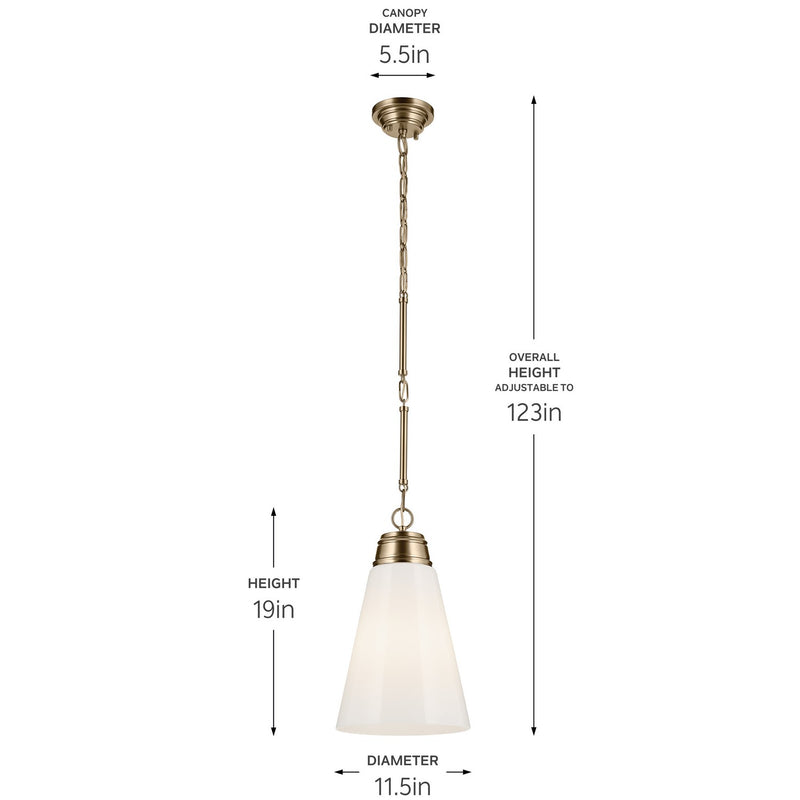 Kichler 52661CPZ One Light Pendant, Champagne Bronze