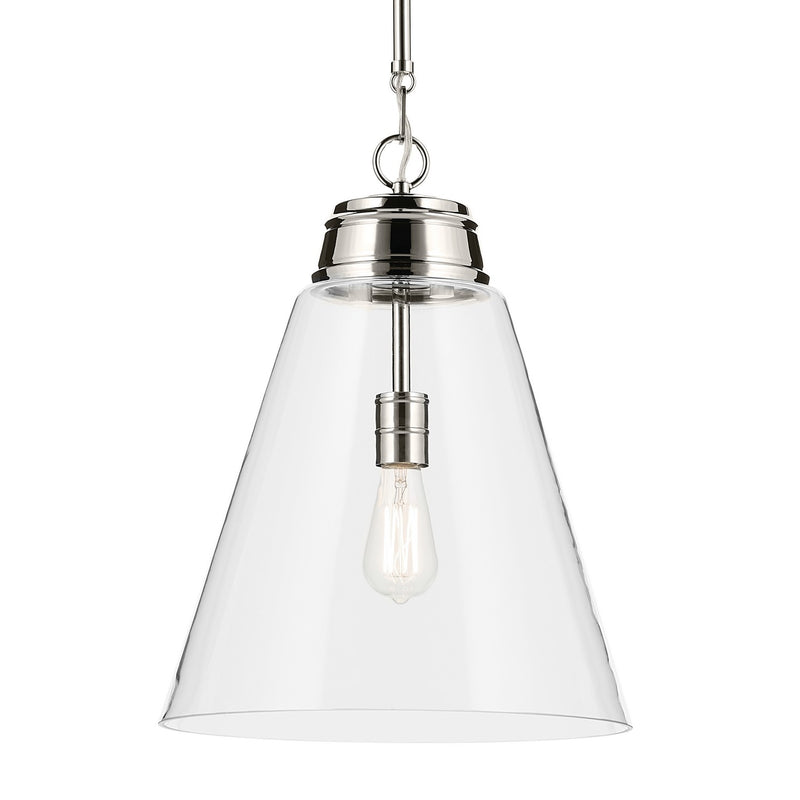Kichler 52662PNCLR One Light Pendant, Polished Nickel