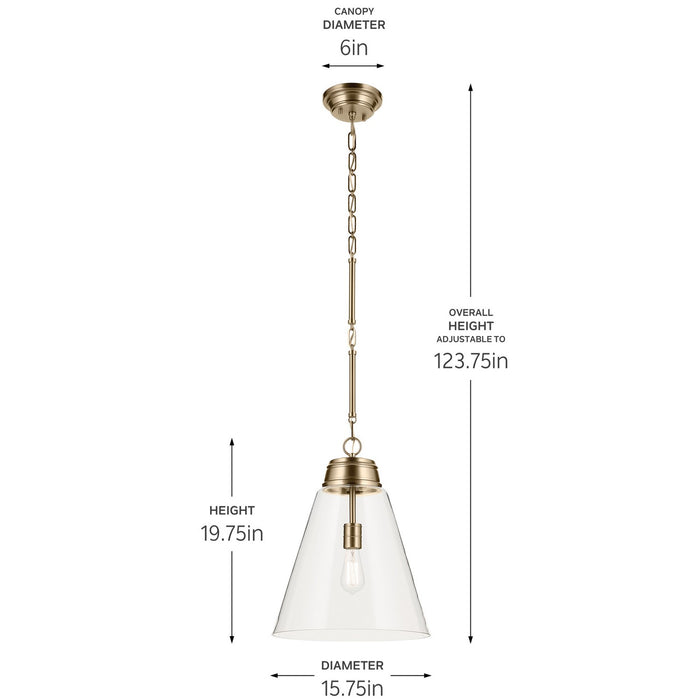 Kichler 52662CPZCLR One Light Pendant, Champagne Bronze