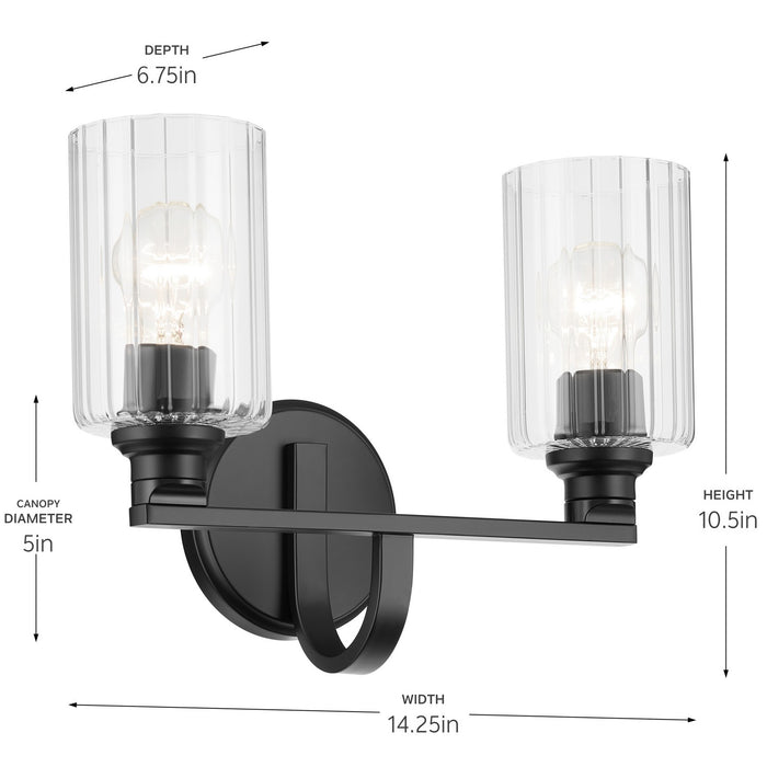 Kichler 55225BKFLU Two Light Bath, Black