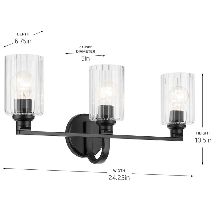 Kichler 55226BKFLU Three Light Bath, Black